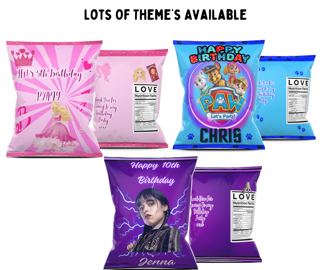 Party Favor - Personalised Chip Bags