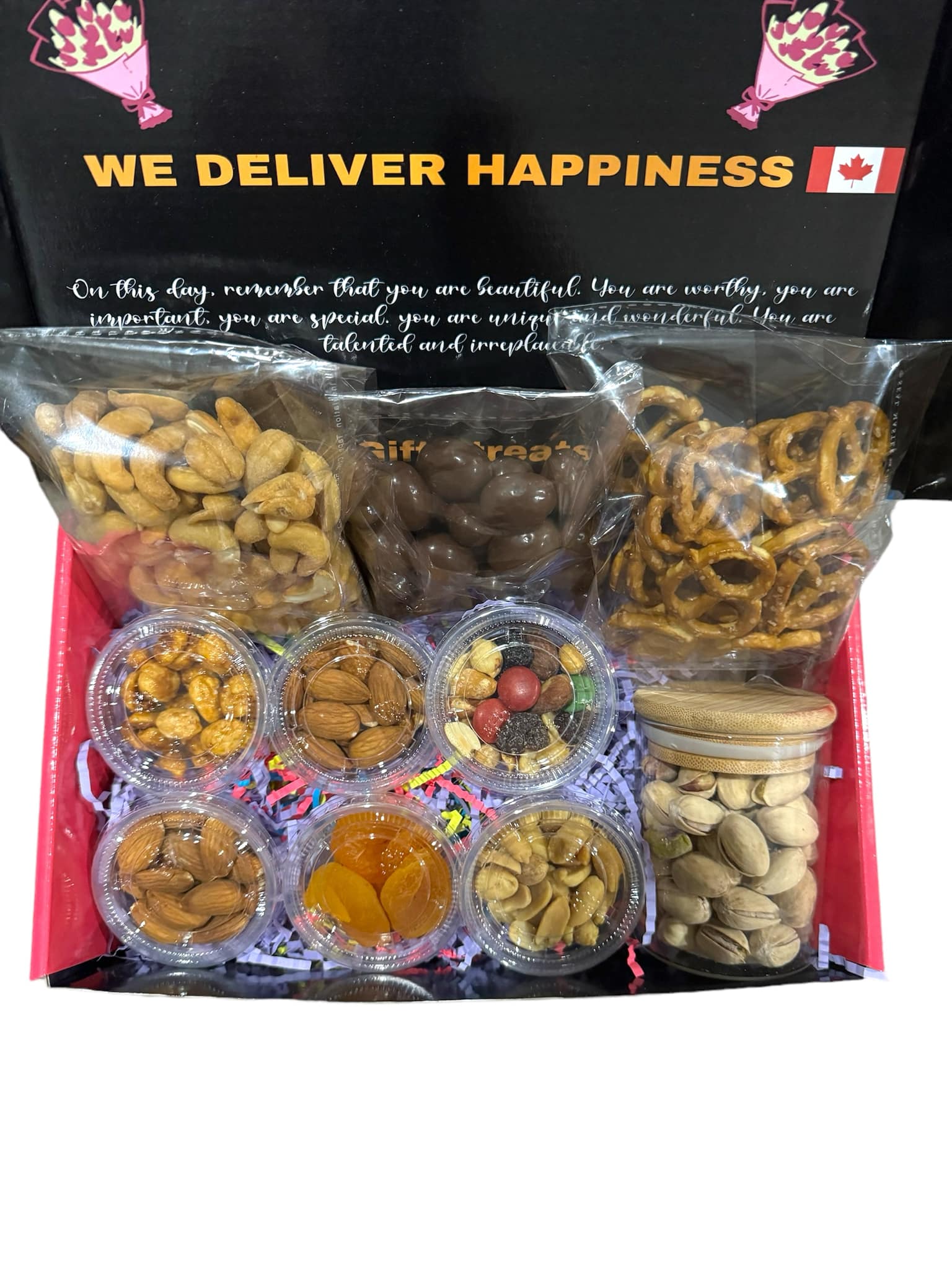 Holiday Nut Box, Gourmet Mixed Nut Gift Box, Giftlytreats.com, buy canadian snacks