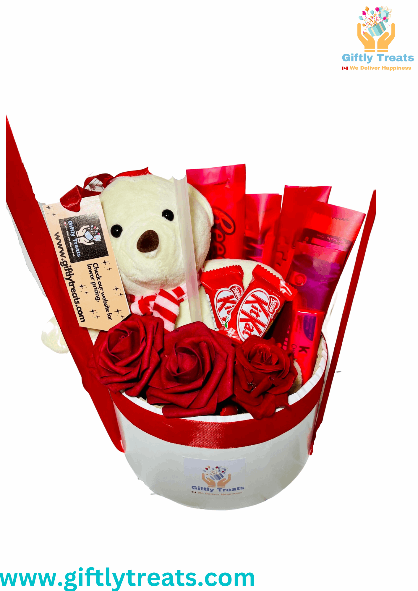 Birthday Gift for her. Teddy Bear, Canadian chocolates sold by giftly treats. 