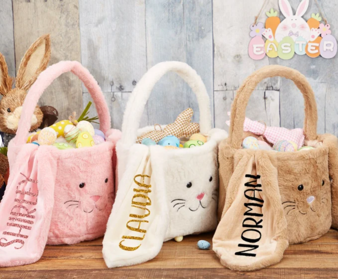 Customizable Easter Bunny Basket | Personalized Easter Basket With Kid Name