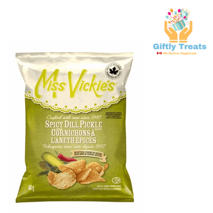 Miss Vickies Spicy Dill Pickle Kettle Cooked Potato Chips - Snack Size