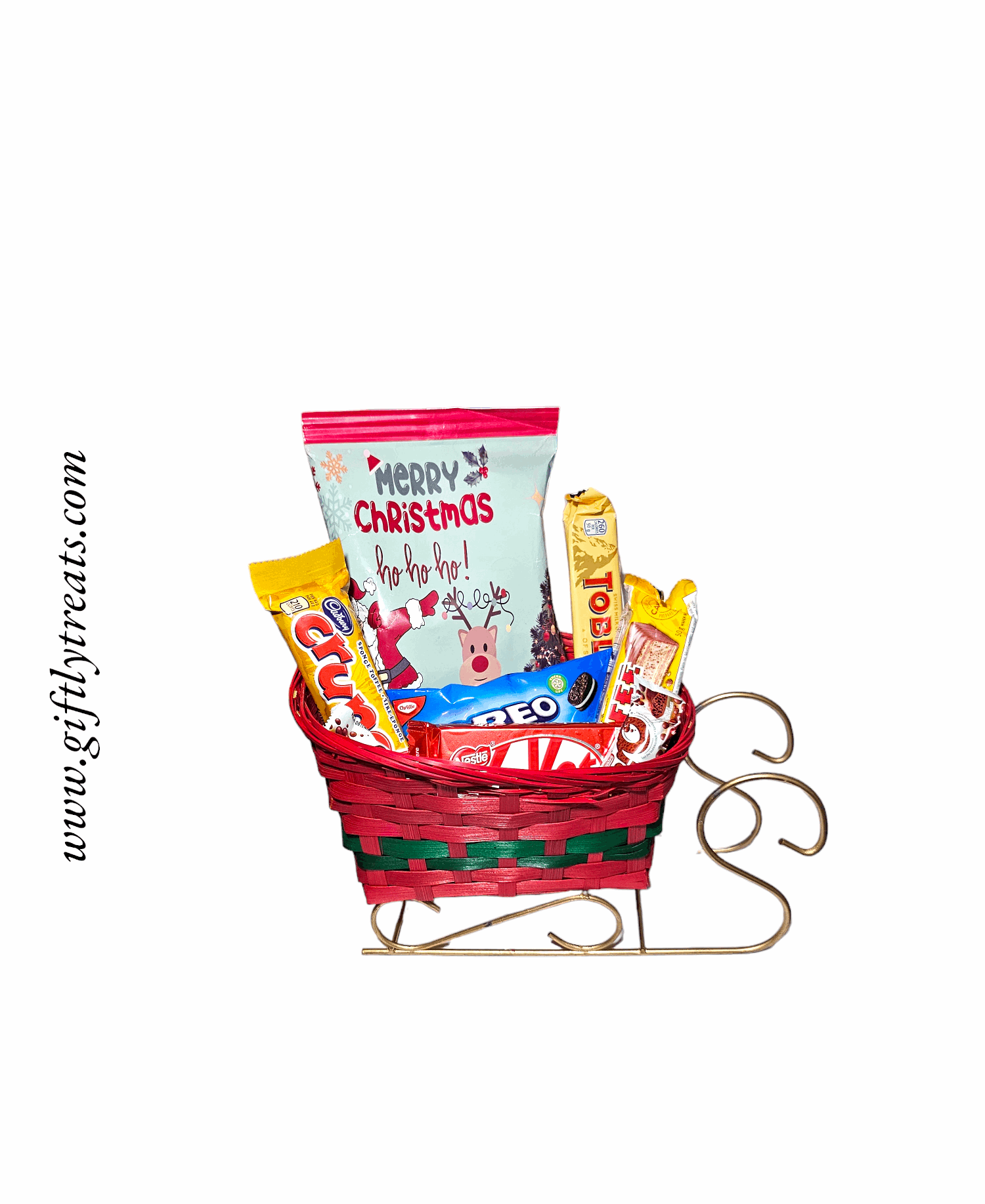 Christmas Sleigh Basket - Canadian Chocolates and customized chip bag