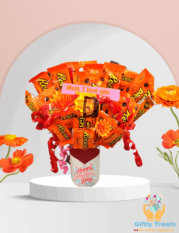 Reese's Chocolate Bouquet with Custom Mug - Giftly Treats