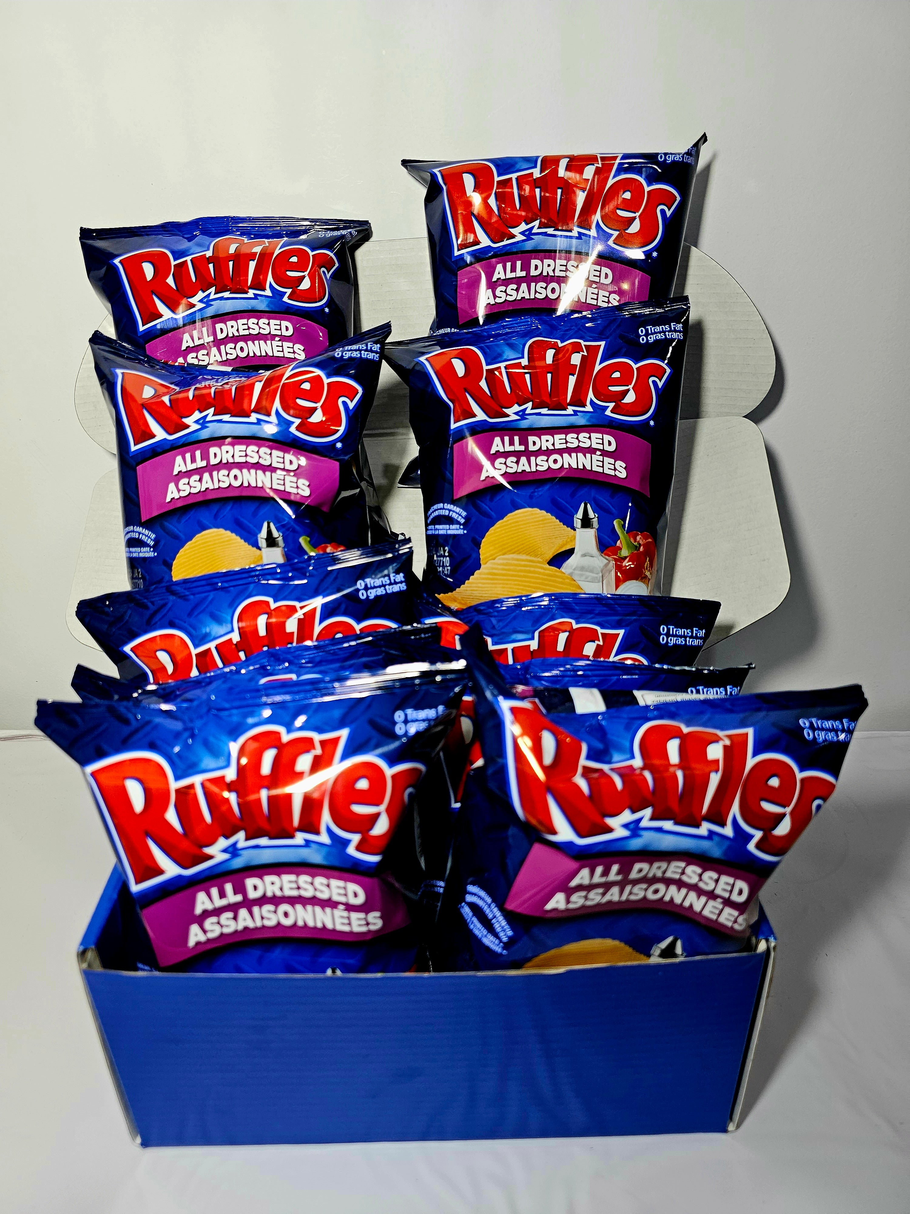 Ruffles Chips Box 10 Pack Canadian Chips, Ruffles All dressed Chips