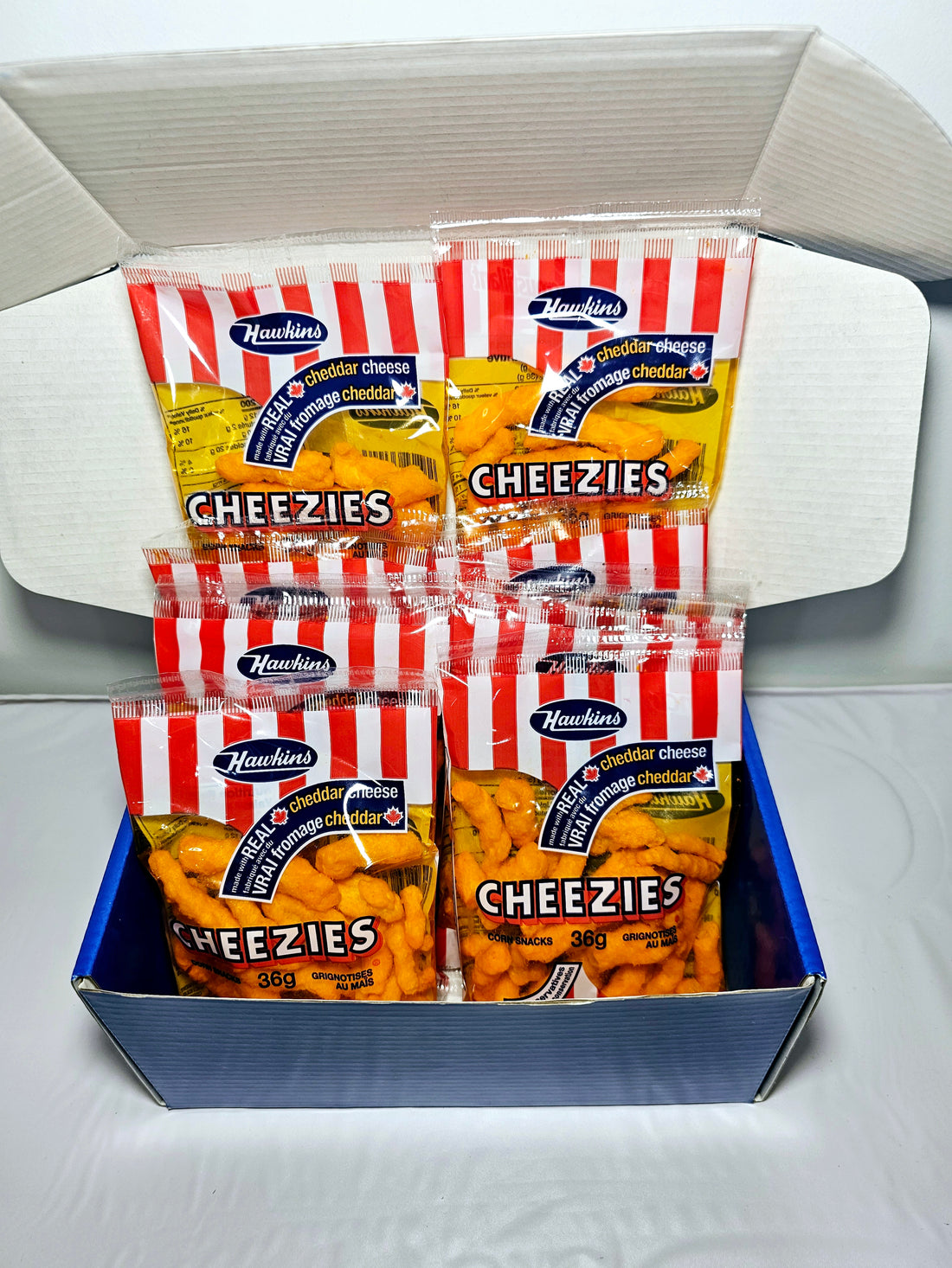 Cheezies Chips Box, Canadian Chips, Cheezies Canadian chip bags of 10